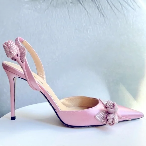 🌺 MACH & MACH🌺 Wonder Tulip Satin Slingback Pumps Size: 40 - Picture 3 of 17